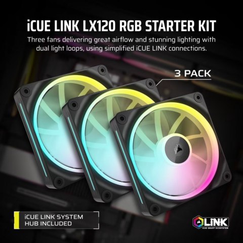 Corsair Wentylator iCUE LINK LX120 RGB 120mm Triple Fan Kit Corsair Wentylator iCUE LINK LX120 RGB 120mm Triple Fan Kit