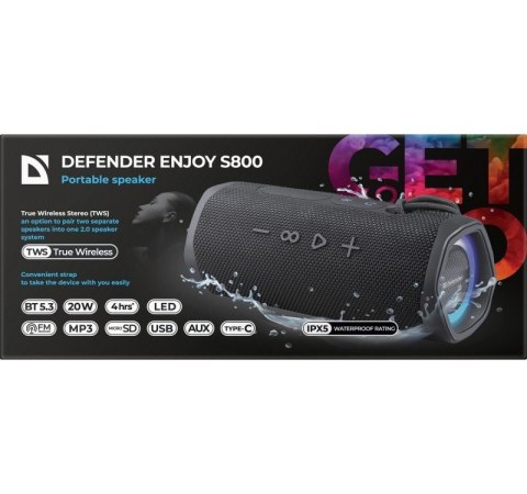 Defender Głośnik Bluetooth ENJOY S800 20W Czarny Defender Głośnik Bluetooth ENJOY S800 20W Czarny