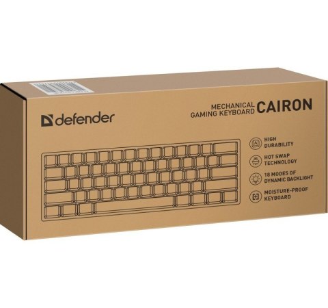 Defender Klawiatura mechaniczna CAIRON GK-081 podświetlenie RGB Czarna Defender Klawiatura mechaniczna CAIRON GK-081 podświetlenie RGB Czarna