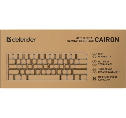 Defender Klawiatura mechaniczna CAIRON GK-081 podświetlenie RGB Czarna Defender Klawiatura mechaniczna CAIRON GK-081 podświetlenie RGB Czarna