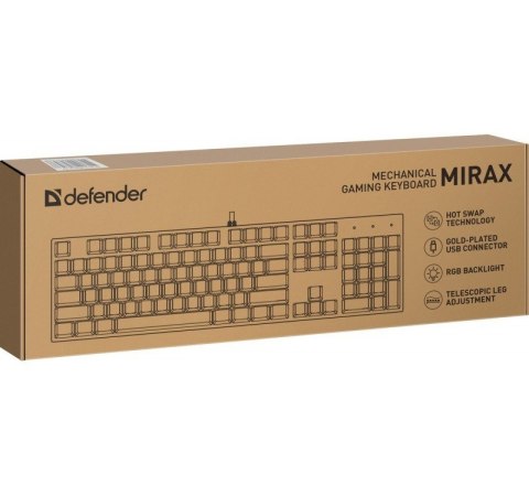 Defender Klawiatura mechaniczna MIRAX GK-352 podświetlenie RGB Czarna Defender Klawiatura mechaniczna MIRAX GK-352 podświetlenie RGB Czarna