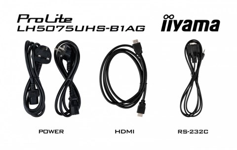 IIYAMA Monitor 50 cali LH5075UHS-B1AG,24/7,VA,ANDROID.11,4K,3xHDMI,DP,RJ45, 2xUSB,2x10W IIYAMA Monitor 50 cali LH5075UHS-B1AG,24/7,VA,ANDROID.11,4K,3xHDMI,DP,RJ45, 2xUSB,2x10W