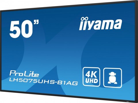 IIYAMA Monitor 50 cali LH5075UHS-B1AG,24/7,VA,ANDROID.11,4K,3xHDMI,DP,RJ45, 2xUSB,2x10W IIYAMA Monitor 50 cali LH5075UHS-B1AG,24/7,VA,ANDROID.11,4K,3xHDMI,DP,RJ45, 2xUSB,2x10W