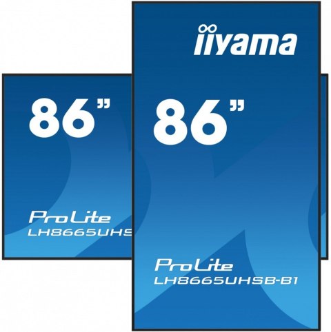 IIYAMA Monitor 86 cali LH8665UHSB-B1, 24/7, IPS, ANDROID 11, 4K, 800cd, iiSignage2, SDM, 2x HDMI, DP, 2x USB,2x 10W, RJ45, WiFi, 4/32GB IIYAMA Monitor 86 cali LH8665UHSB-B1, 24/7, IPS, ANDROID 11, 4K, 800cd, iiSignage2, SDM, 2x HDMI, DP, 2x USB,2x 10W, RJ45, WiFi, 4/32GB