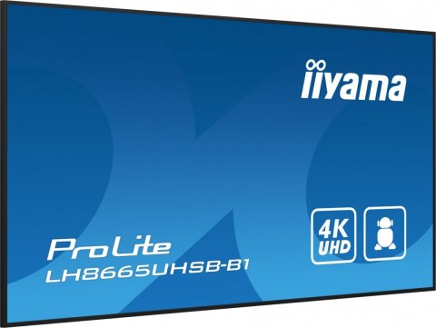 IIYAMA Monitor 86 cali LH8665UHSB-B1, 24/7, IPS, ANDROID 11, 4K, 800cd, iiSignage2, SDM, 2x HDMI, DP, 2x USB,2x 10W, RJ45, WiFi, 4/32GB IIYAMA Monitor 86 cali LH8665UHSB-B1, 24/7, IPS, ANDROID 11, 4K, 800cd, iiSignage2, SDM, 2x HDMI, DP, 2x USB,2x 10W, RJ45, WiFi, 4/32GB