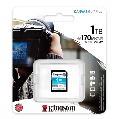 Kingston Karta SD 1TB Canvas Go Plus 170/90MB/s CL10 U3 V30 Kingston Karta SD 1TB Canvas Go Plus 170/90MB/s CL10 U3 V30