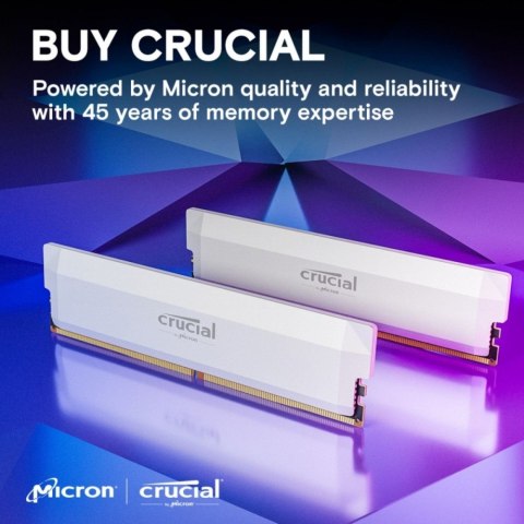 Crucial Pamięć DDR5 Pro OC 16/6000(1*16GB) CL36 biała Crucial Pamięć DDR5 Pro OC 16/6000(1*16GB) CL36 biała