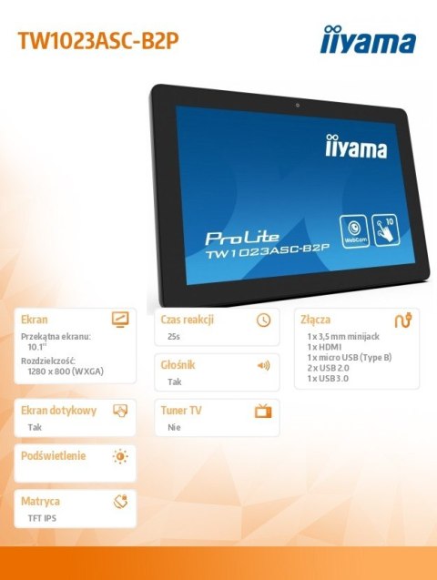 IIYAMA Monitor 10 cali TW1023ASC-B2 10P.DOT.IPS,ANDROID,WIFI IIYAMA Monitor 10 cali TW1023ASC-B2 10P.DOT.IPS,ANDROID,WIFI
