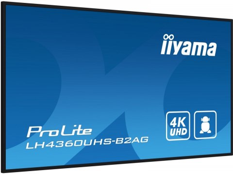 IIYAMA Monitor 43 LH4360UHS-B2A 24/7, 500cd, 4K, VA, Wifi, 6.5ms, 3xHDMI, 2xUSBR, J45, RS-232C IIYAMA Monitor 43 LH4360UHS-B2A 24/7, 500cd, 4K, VA, Wifi, 6.5ms, 3xHDMI, 2xUSBR, J45, RS-232C