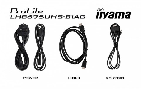 IIYAMA Monitor 85.6 calowy LH8675UHS-B1A, 24/7,IPS,ANDROID.11,4K,500cd/m2,WiFi,3xHDMI,DP,Daisy/Chain,2xUSB,2x10W,RJ45,iiSignage2,FailOv IIYAMA Monitor 85.6 calowy LH8675UHS-B1A, 24/7,IPS,ANDROID.11,4K,500cd/m2,WiFi,3xHDMI,DP,Daisy/Chain,2xUSB,2x10W,RJ45,iiSignage2,FailOv
