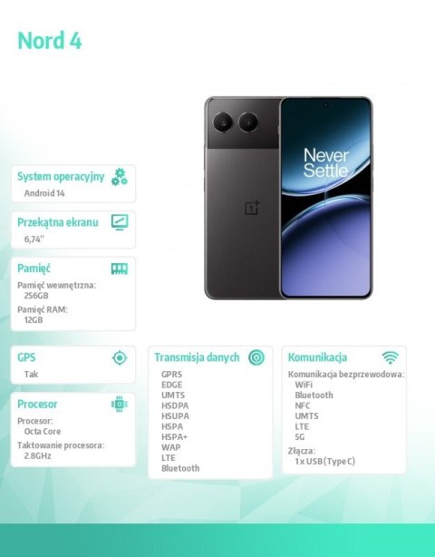 OnePlus Smartfon Nord 4 5G 12/256 GB CPH2663 czarny OnePlus Smartfon Nord 4 5G 12/256 GB CPH2663 czarny