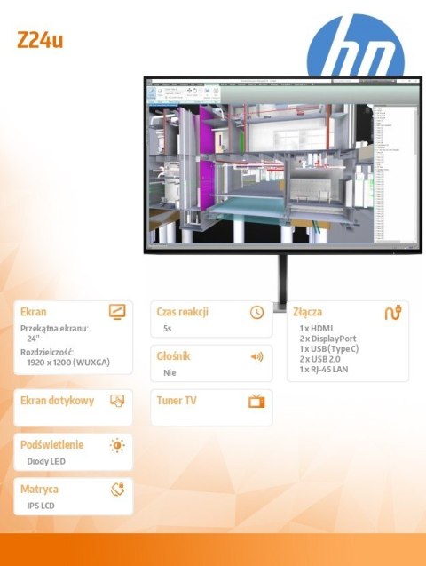 HP Inc. Monitor Z24u G3 WUXGA USB-C display 1C4Z6AA HP Inc. Monitor Z24u G3 WUXGA USB-C display 1C4Z6AA