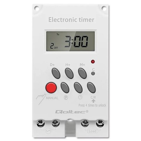 Qoltec Elektroczniczny programator czasowy na szynę DIN PC0629 Qoltec Elektroczniczny programator czasowy na szynę DIN PC0629