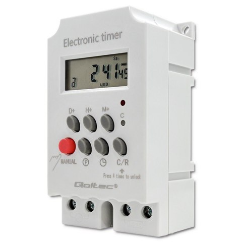 Qoltec Elektroczniczny programator czasowy na szynę DIN PC0629 Qoltec Elektroczniczny programator czasowy na szynę DIN PC0629