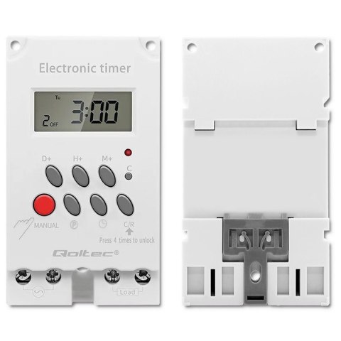 Qoltec Elektroczniczny programator czasowy na szynę DIN PC0629 Qoltec Elektroczniczny programator czasowy na szynę DIN PC0629