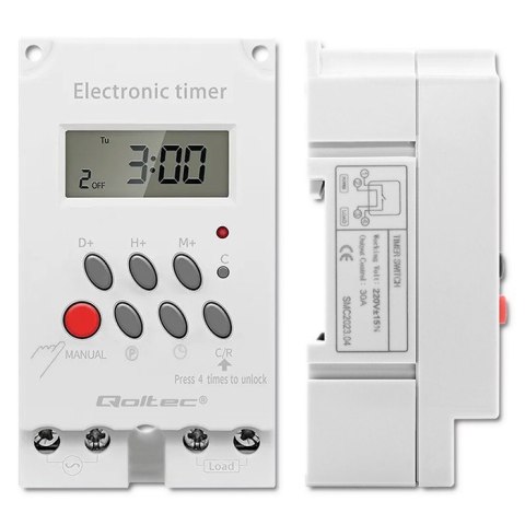 Qoltec Elektroczniczny programator czasowy na szynę DIN PC0629 Qoltec Elektroczniczny programator czasowy na szynę DIN PC0629