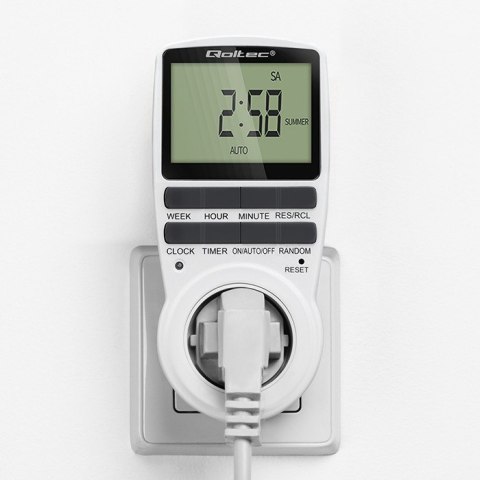 Qoltec Elektroniczny programator czasowy PC0628 | 3680W | 16A | LCD Qoltec Elektroniczny programator czasowy PC0628 | 3680W | 16A | LCD