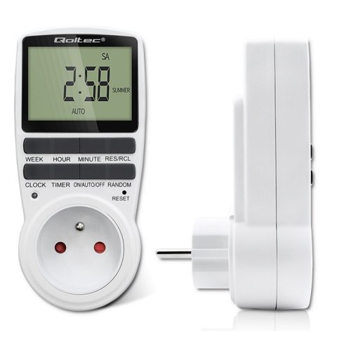 Qoltec Elektroniczny programator czasowy PC0628 | 3680W | 16A | LCD Qoltec Elektroniczny programator czasowy PC0628 | 3680W | 16A | LCD
