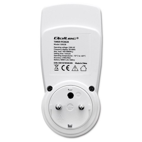 Qoltec Elektroniczny programator czasowy PC0628 | 3680W | 16A | LCD Qoltec Elektroniczny programator czasowy PC0628 | 3680W | 16A | LCD