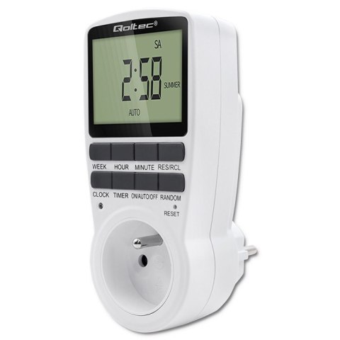 Qoltec Elektroniczny programator czasowy PC0628 | 3680W | 16A | LCD Qoltec Elektroniczny programator czasowy PC0628 | 3680W | 16A | LCD