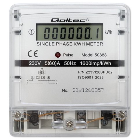 Qoltec Jednofazowy elektroniczny licznik | miernik zużycia energii | 230V | LCD Qoltec Jednofazowy elektroniczny licznik | miernik zużycia energii | 230V | LCD