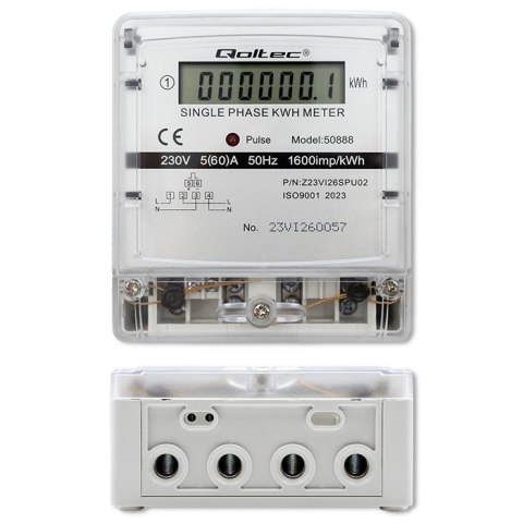 Qoltec Jednofazowy elektroniczny licznik | miernik zużycia energii | 230V | LCD Qoltec Jednofazowy elektroniczny licznik | miernik zużycia energii | 230V | LCD