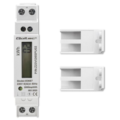 Qoltec Jednofazowy elektroniczny licznik | miernik zużycia energii na szynę DIN | 230V | LCD | 2P | Slim Qoltec Jednofazowy elektroniczny licznik | miernik zużycia energii na szynę DIN | 230V | LCD | 2P | Slim