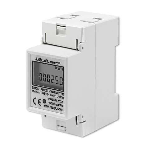 Qoltec Jednofazowy elektroniczny licznik | miernik zużycia energii na szynę DIN | 230V | LCD | 2P Qoltec Jednofazowy elektroniczny licznik | miernik zużycia energii na szynę DIN | 230V | LCD | 2P