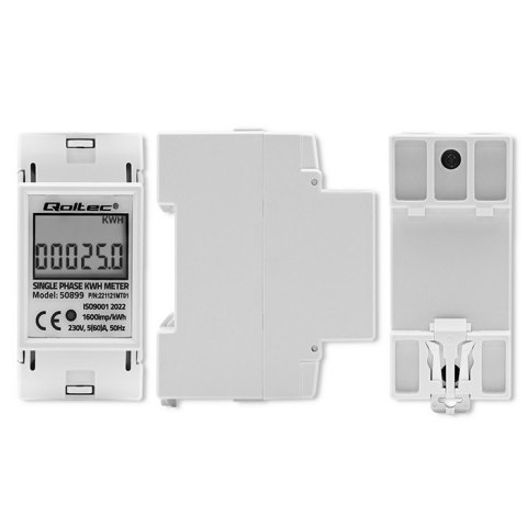 Qoltec Jednofazowy elektroniczny licznik | miernik zużycia energii na szynę DIN | 230V | LCD | 2P Qoltec Jednofazowy elektroniczny licznik | miernik zużycia energii na szynę DIN | 230V | LCD | 2P