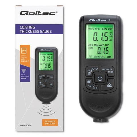 Qoltec Miernik grubości lakieru z wyświetlaczem LCD | 0~2000um Qoltec Miernik grubości lakieru z wyświetlaczem LCD | 0~2000um