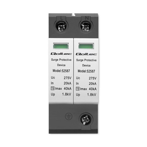 Qoltec Ogranicznik ochronnik przepięć AC | 2P | 275V | T2 | C Qoltec Ogranicznik ochronnik przepięć AC | 2P | 275V | T2 | C