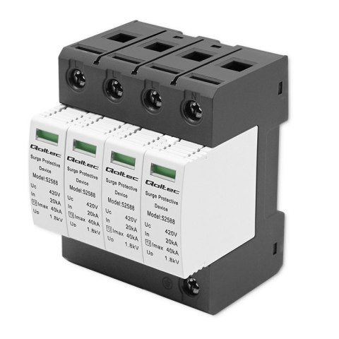 Qoltec Ogranicznik ochronnik przepięć AC | 4P | 420V | T2 | C Qoltec Ogranicznik ochronnik przepięć AC | 4P | 420V | T2 | C