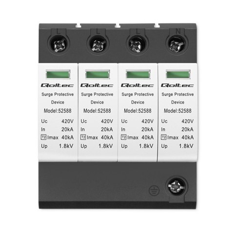 Qoltec Ogranicznik ochronnik przepięć AC | 4P | 420V | T2 | C Qoltec Ogranicznik ochronnik przepięć AC | 4P | 420V | T2 | C