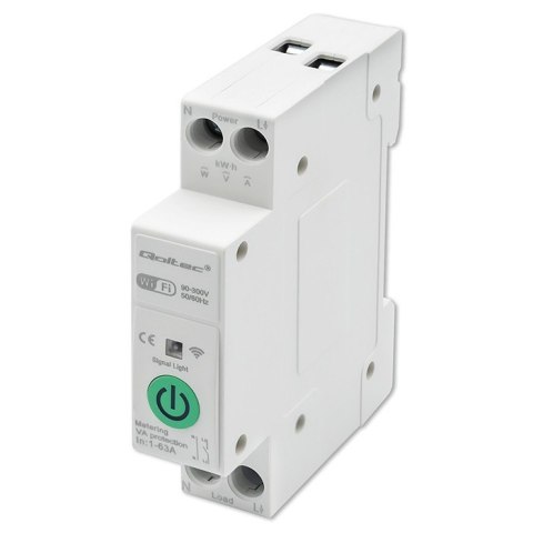Qoltec Przekaźnik Wi-Fi 63A na szynę DIN z licznikiem energii elektrycznej | TUYA | SMART LIFE Qoltec Przekaźnik Wi-Fi 63A na szynę DIN z licznikiem energii elektrycznej | TUYA | SMART LIFE