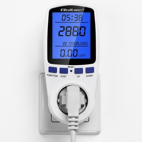 Qoltec Watomierz licznik zużycia energii PM0626 | 3680W | 16A | LCD Qoltec Watomierz licznik zużycia energii PM0626 | 3680W | 16A | LCD