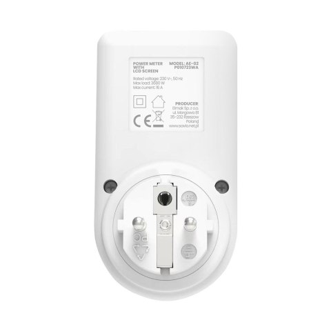 Savio Watomierz z wyświetlaczem LCD, 16A, 3680W, AE-02 Savio Watomierz z wyświetlaczem LCD, 16A, 3680W, AE-02