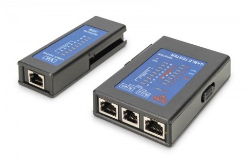 Digitus Tester kabli sieciowych i komunikacyjnych LED, kat.5e-kat.6A, (RJ45, RJ12, RJ11), Auto-Scan z PoE Digitus Tester kabli sieciowych i komunikacyjnych LED, kat.5e-kat.6A, (RJ45, RJ12, RJ11), Auto-Scan z PoE