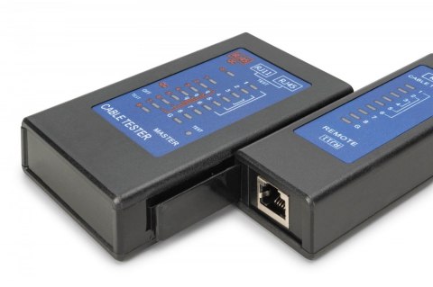 Digitus Tester kabli sieciowych i komunikacyjnych LED, kat.5e-kat.6A, (RJ45, RJ12, RJ11), Auto-Scan z PoE Digitus Tester kabli sieciowych i komunikacyjnych LED, kat.5e-kat.6A, (RJ45, RJ12, RJ11), Auto-Scan z PoE