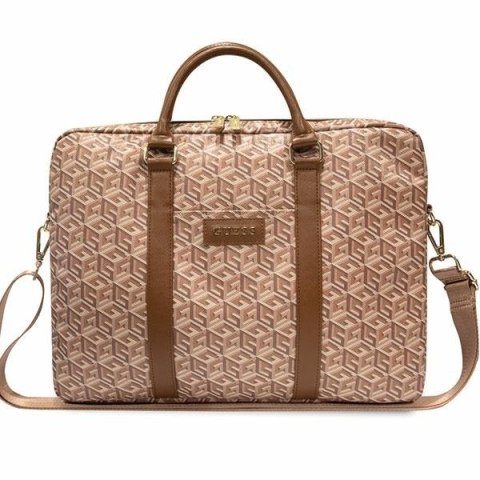 GUESS Torba do notebooka 16 cali GCube Stripes GUCB15HGCFSEW brązowa GUESS Torba do notebooka 16 cali GCube Stripes GUCB15HGCFSEW brązowa