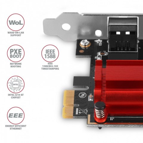 AXAGON PCEE-GIX Karta sieciowa PCIe 1x Gigabit Ethernet port (RJ-45), Intel i210AT, PXE, SP & LP AXAGON PCEE-GIX Karta sieciowa PCIe 1x Gigabit Ethernet port (RJ-45), Intel i210AT, PXE, SP & LP