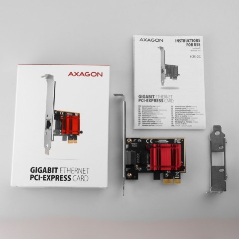 AXAGON PCEE-GIX Karta sieciowa PCIe 1x Gigabit Ethernet port (RJ-45), Intel i210AT, PXE, SP & LP AXAGON PCEE-GIX Karta sieciowa PCIe 1x Gigabit Ethernet port (RJ-45), Intel i210AT, PXE, SP & LP