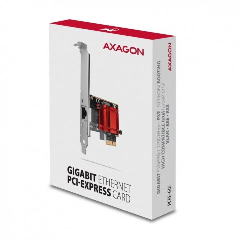 AXAGON PCEE-GIX Karta sieciowa PCIe 1x Gigabit Ethernet port (RJ-45), Intel i210AT, PXE, SP & LP AXAGON PCEE-GIX Karta sieciowa PCIe 1x Gigabit Ethernet port (RJ-45), Intel i210AT, PXE, SP & LP