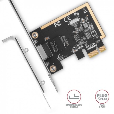 AXAGON PCEE-GRF Karta sieciowa PCIe 1x Gigabit Ethernet port RJ-45 Realtek SP & LP AXAGON PCEE-GRF Karta sieciowa PCIe 1x Gigabit Ethernet port RJ-45 Realtek SP & LP