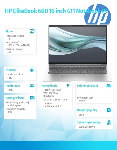 HP Inc. Notebook EliteBook 660 G11 U5-135U 512GB/16GB/W11P/16.0 A37VZET HP Inc. Notebook EliteBook 660 G11 U5-135U 512GB/16GB/W11P/16.0 A37VZET