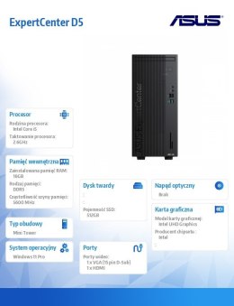 Asus Komputer ExpertCenter D501MER-514500009X i5-14500 16/512/W11 PRO