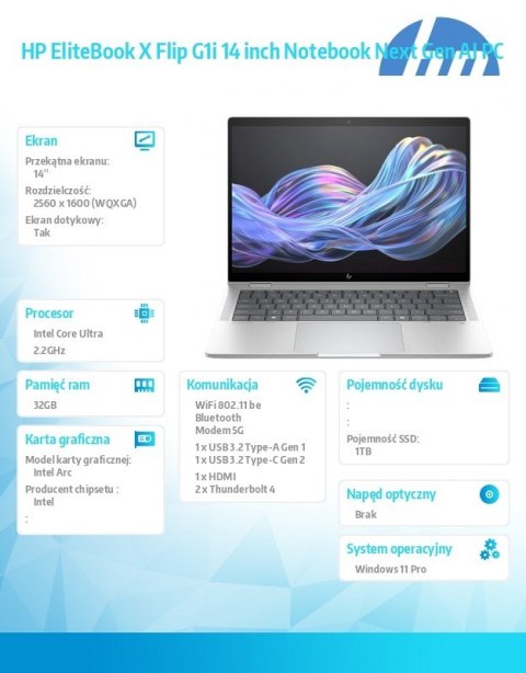 HP Inc. Notebook EliteBook X Flip G1i U7 258V 1TB/32GB/W11P/14 B9ZX5ET HP Inc. Notebook EliteBook X Flip G1i U7 258V 1TB/32GB/W11P/14 B9ZX5ET