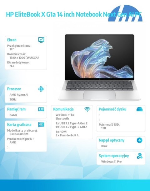 HP Inc. Notebook EliteBook X G1a AI7P360 1TB/64GB/W11P/14.0 B9ZX0ET HP Inc. Notebook EliteBook X G1a AI7P360 1TB/64GB/W11P/14.0 B9ZX0ET