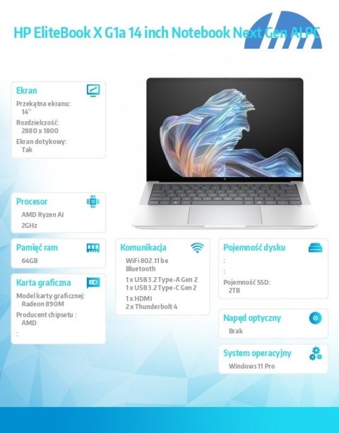 HP Inc. Notebook EliteBook X G1a AI9HXP375 2TB/64GB/W11P/14.0 B9ZW9ET HP Inc. Notebook EliteBook X G1a AI9HXP375 2TB/64GB/W11P/14.0 B9ZW9ET