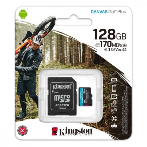 Kingston Karta pamięci microSD 128GB Canvas Go! Plus 170/90MB/s Adapter Kingston Karta pamięci microSD 128GB Canvas Go! Plus 170/90MB/s Adapter