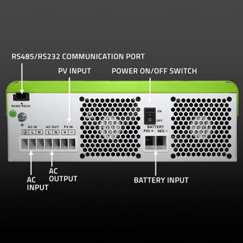 Qoltec Hybrydowy Inwerter solarny Off-Grid 3500W | 100A | 24V | MPPT | BMS | opcja Wi-Fi | Sinus | Power Factor 1.0 Qoltec Hybrydowy Inwerter solarny Off-Grid 3500W | 100A | 24V | MPPT | BMS | opcja Wi-Fi | Sinus | Power Factor 1.0